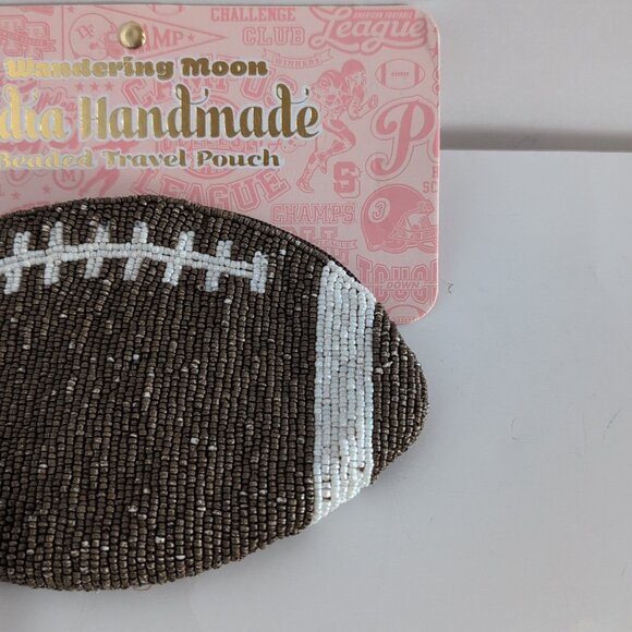 NEW Wandering Moon Beaded Travel Pouch Football India Handmade VIRAL TIK TOK - Picture 2 of 6